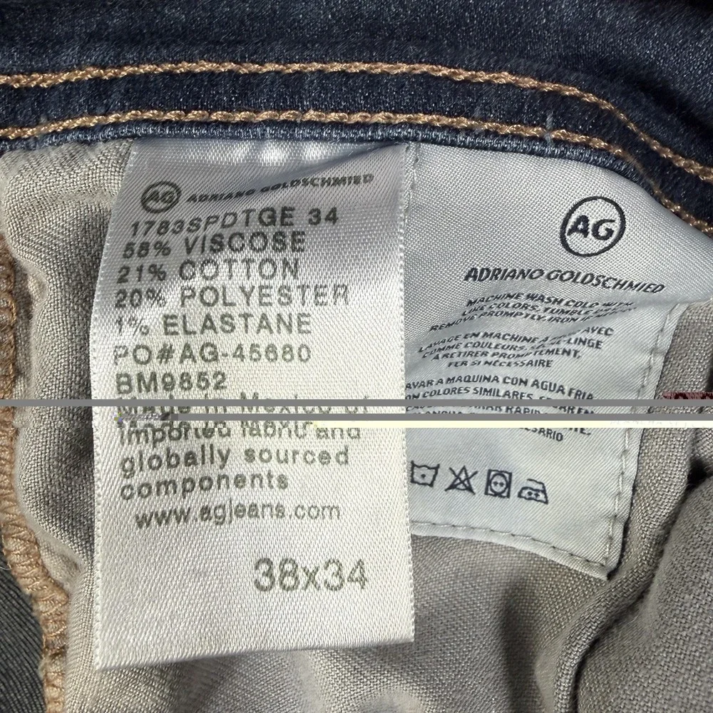 AG Adriano Goldschmied Tellis Modern Slim Jeans Men's Size 38x34 Actual 38x27.5